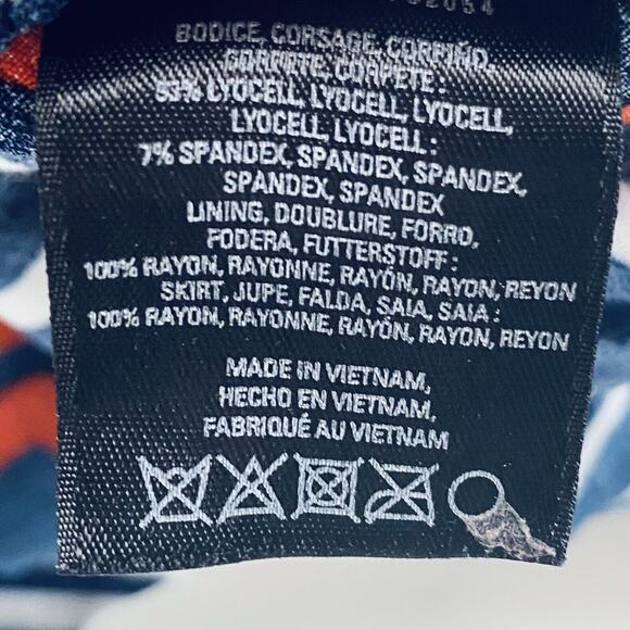 Anthropologie Maeve Dress Medium Blue Red Sleeveless Cameron Asymmetric Swing - Picture 8 of 9